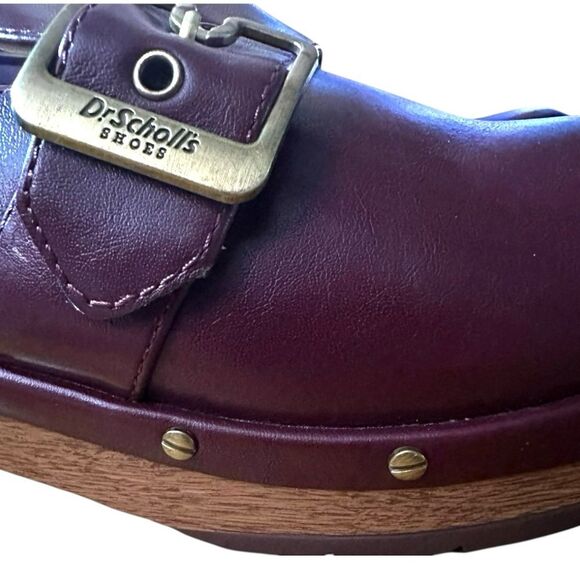 Dr. Scholl's Size 8 red/burgundy comfort mule clog.  Slip-on faux leather. - Picture 5 of 9